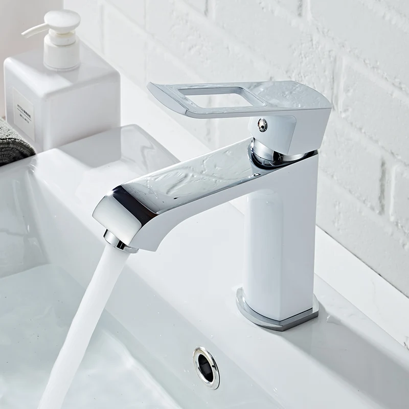 Becola Wastafelkranen Zwart/Wit/Chroom Waterval Mengkranen Badkamer Kraan Badrandcombinaties Messing Wastafel Mengkraan Hoog Kort