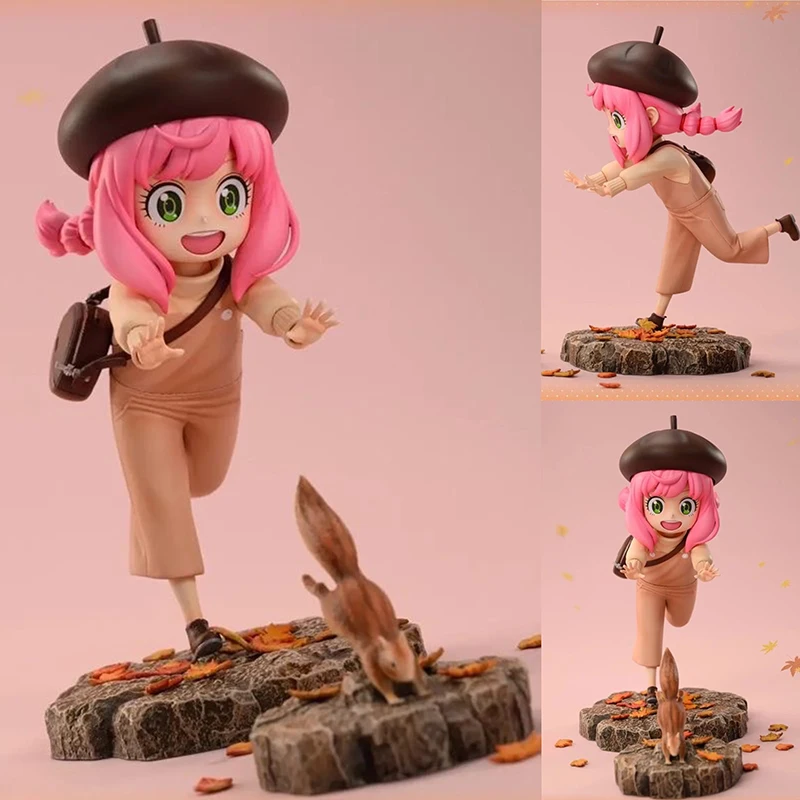 Anime SPY×FAMILY Figures GK Anya Forger Chasing Squirrels Creative Scene Statue PVC Collection Model Periphery Birthday Gifts