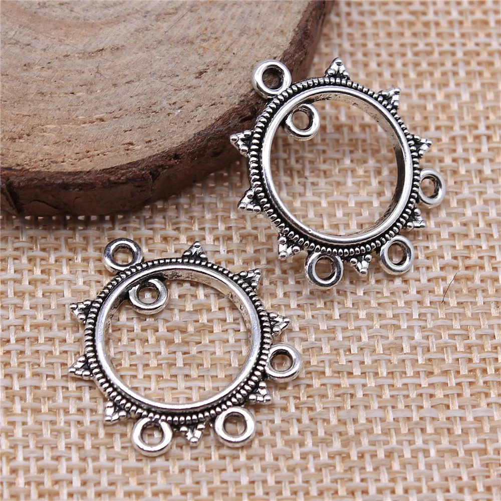 

150pcs 22x26mm Porous Chandelier Earring Connectors Charms Wholesale For Jewelry Making Antique Silver Color Accessories