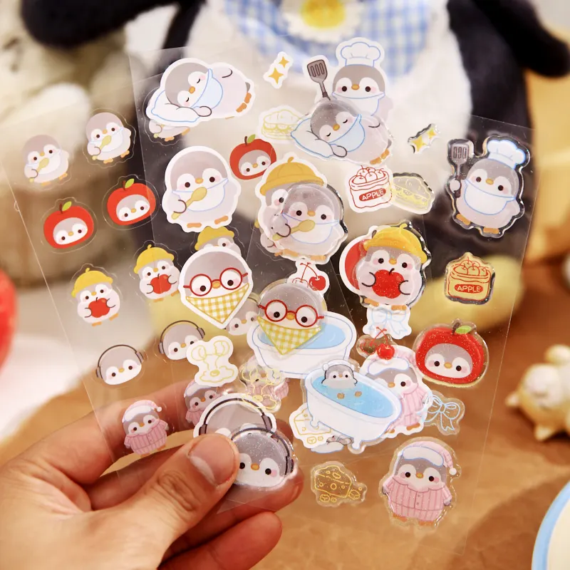 3pcs Multi material stickers, cute pet illustration patterns, DIY hand account material stickers, sealing stickers