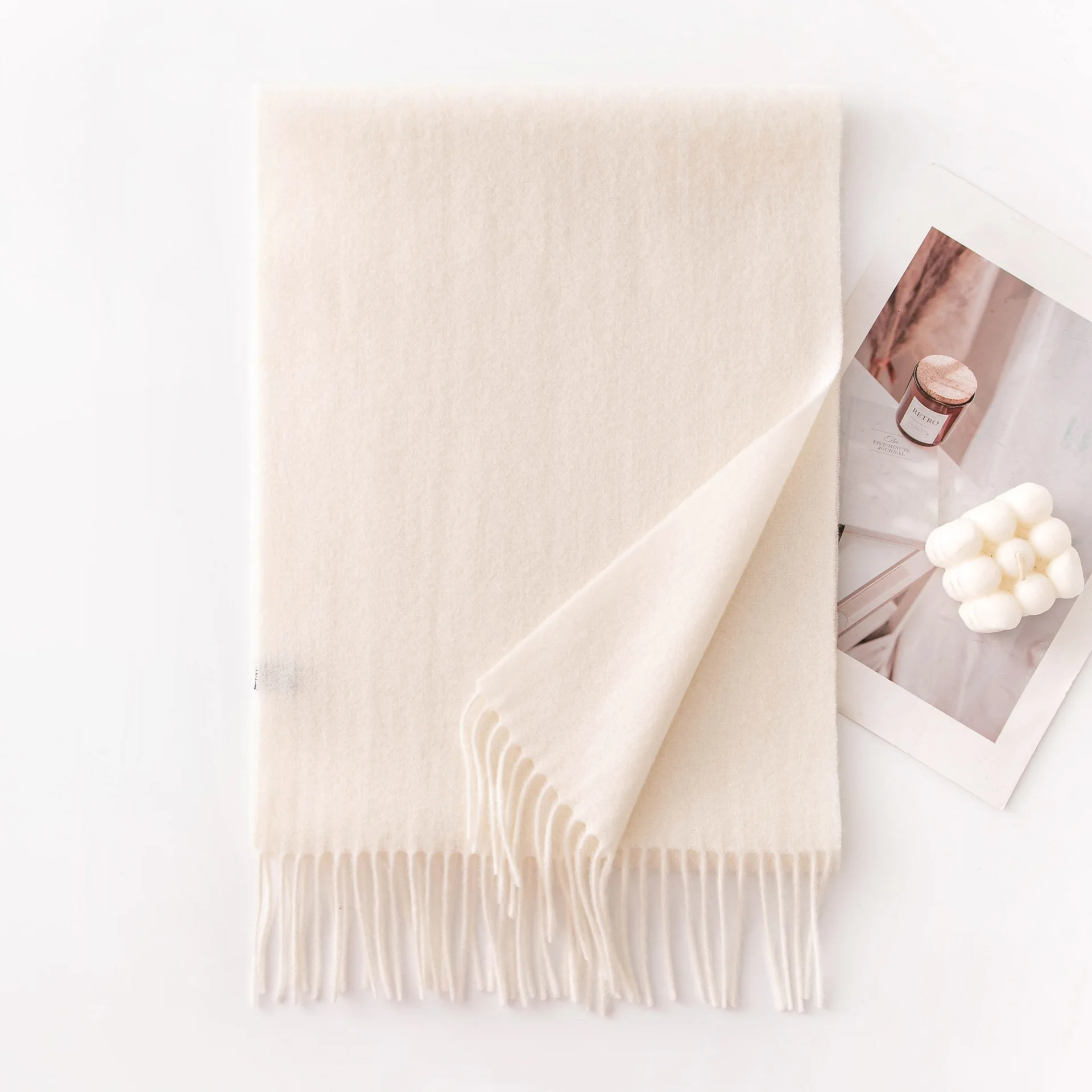 Autumn and Winter New Men's and Women's Versatile Commuting Scarf Solid Color Cashmere Fringed Warm Shade Elegant Shawl Women