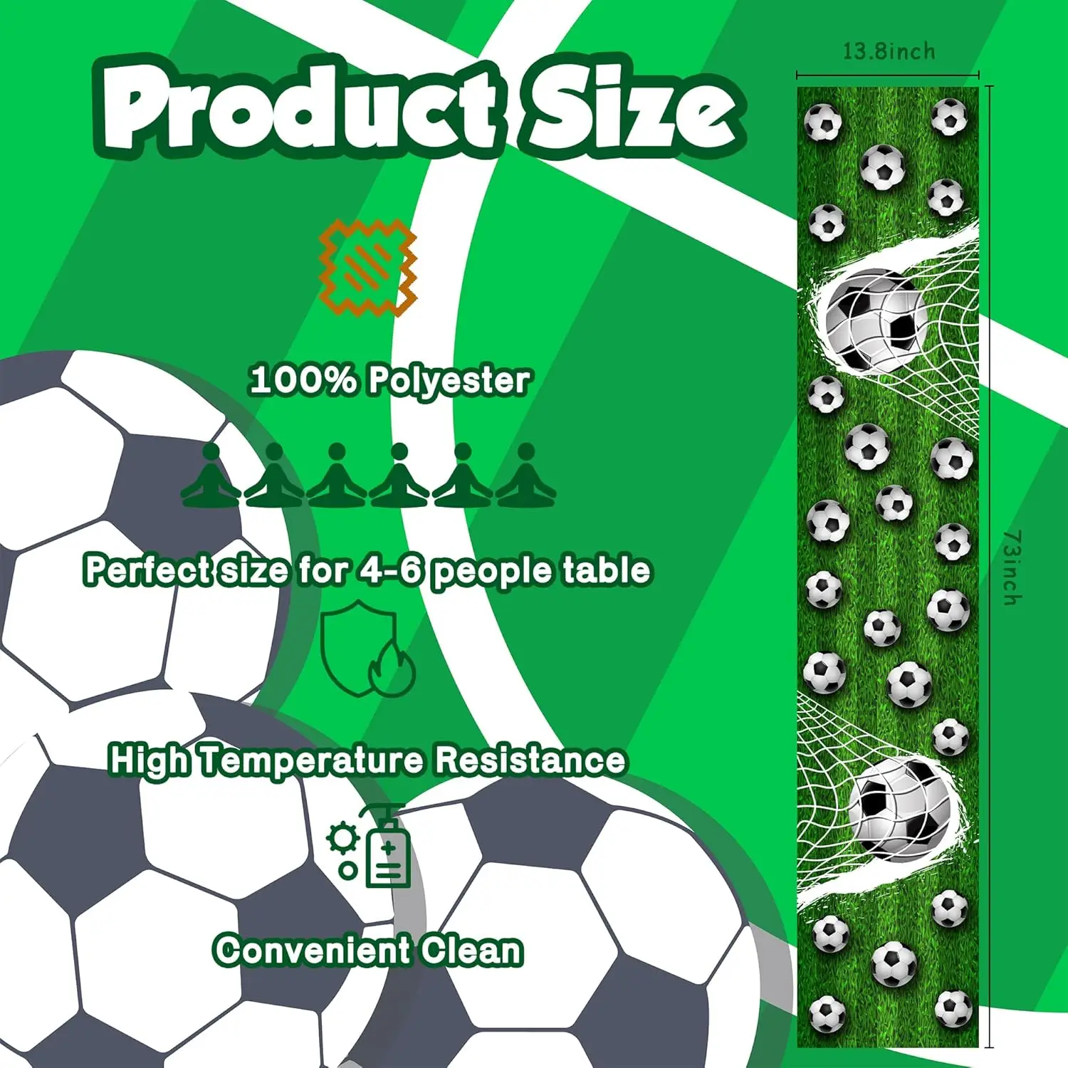 Soccer 2026 Game Day Linen Table Runner Party Decor Washable Kitchen Dining Table Runner Soccer Party Decor for Boy Gift