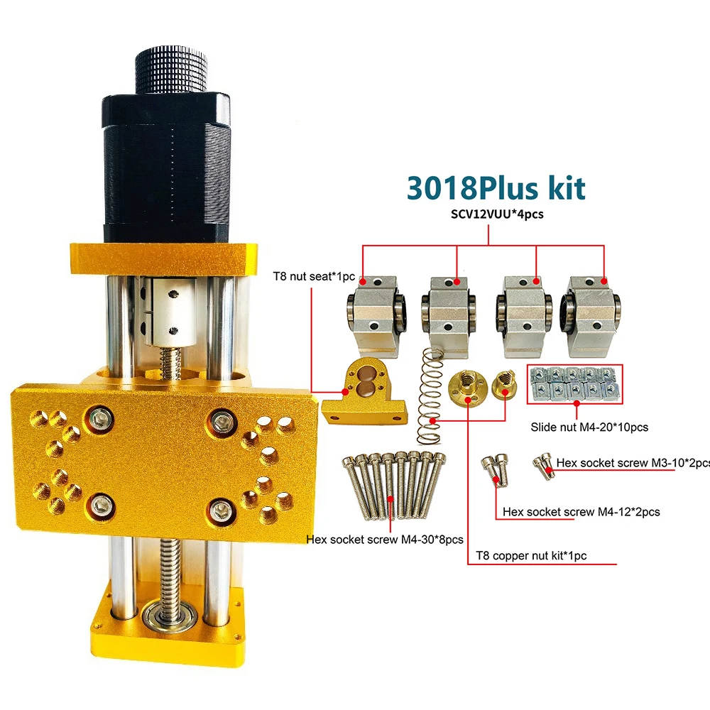 CNC Z-Axis Slide Module Screw Slide Table Linear Rail Guide for CNC 3018 Pro Router Compatible With 300W/500W Spindle.