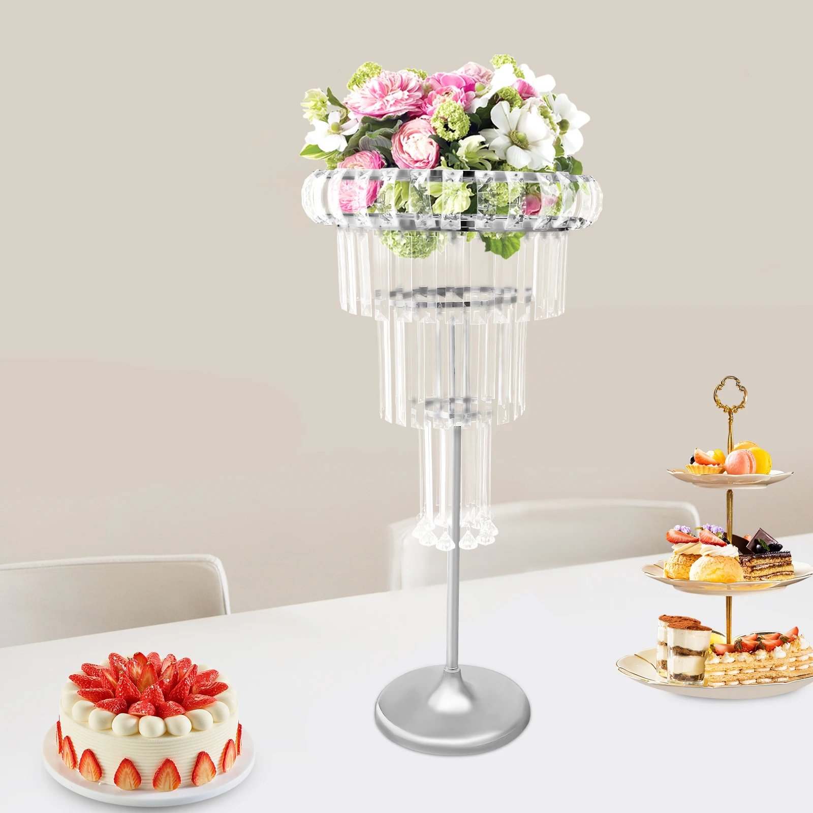 

4 Tiers Flower Stand, 32.28in Height Round Flower Stand with Firm Base for Wedding Reception Birthday Party Events Home Decor
