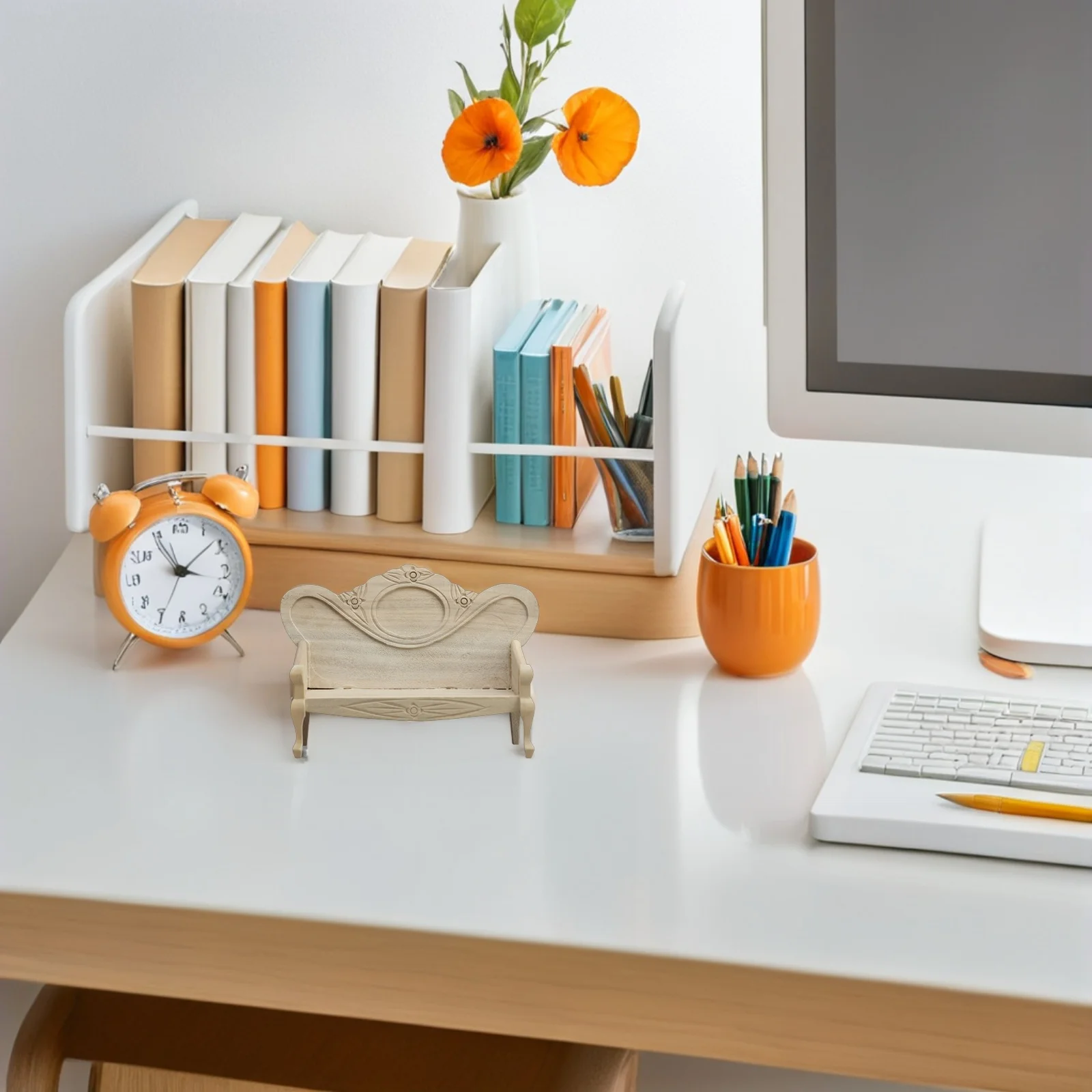 1:12 Schaal Vintage Poppenhuis Meubels Miniatuur Houten Fauteuil Voor Woonkamer Decoratie Mini Simulatie Speelscène