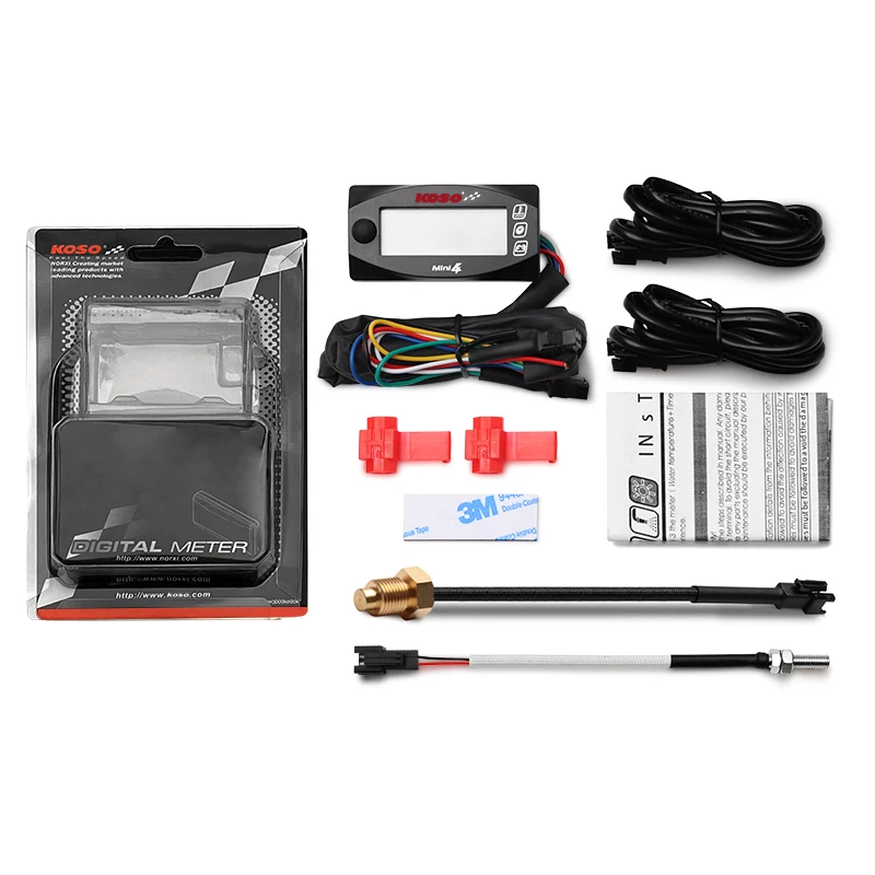 Koso Oil Temperature Meter Universal Motorcycle Oil Temperature Cylinder temp Time Volt  4 in 1 Dual Temp LCD Digital Display