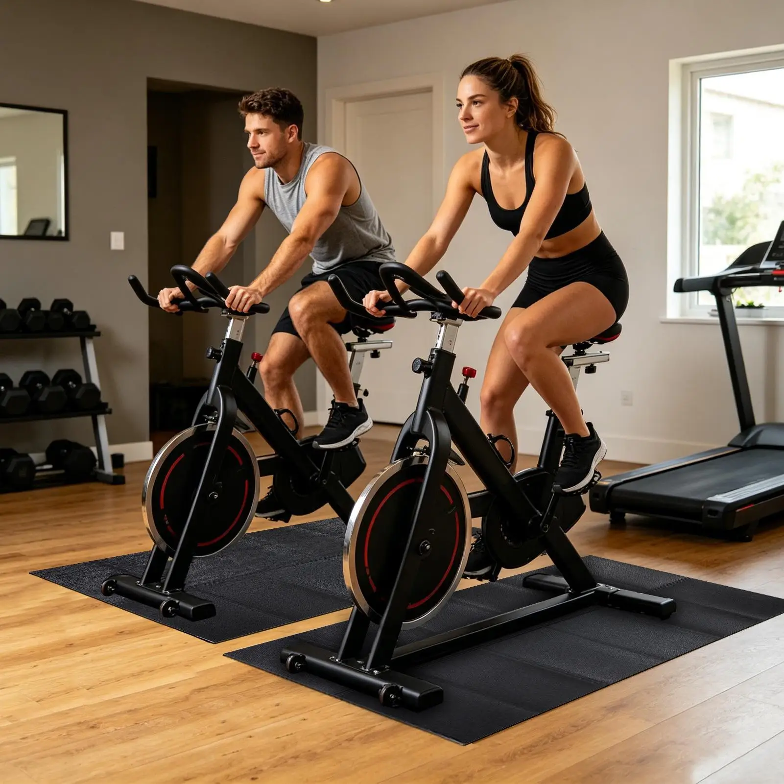 Treadmill Pads For Floor Heavy Duty Foldable Non Slip Carpet Under Elliptical Pad For Home Gym Office Indoor Yoga Workout