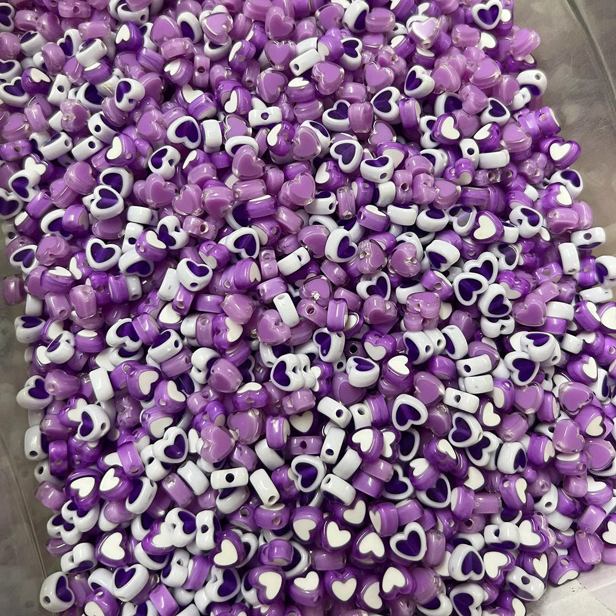 8 mm, 188 Stück, 8 Farben, lila und gemischte pfirsichfarbene Herzperlen für die Herstellung von DIY-Handarbeiten, Kleinunternehmensbedarf – Detail 5