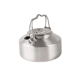 Outdoor Stainless Steel Kettle Locking Handle Camping Hung Pot Portable Coffee Pot Picnic Cooker 1L Teapot Cooking Accessory