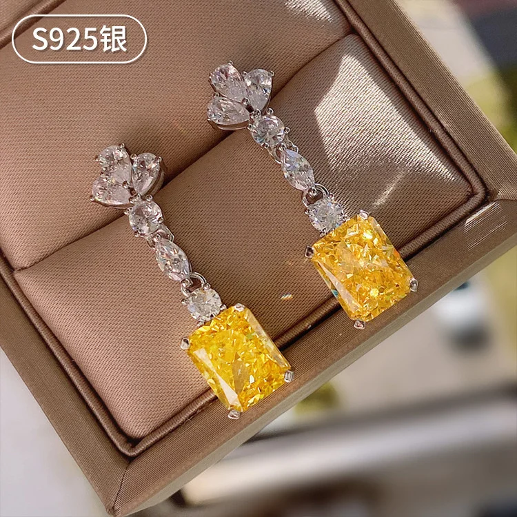 brand genuine Luxury real jewels S925 full body silver net red anchor into carbon redian cutting simulation drill earring main s