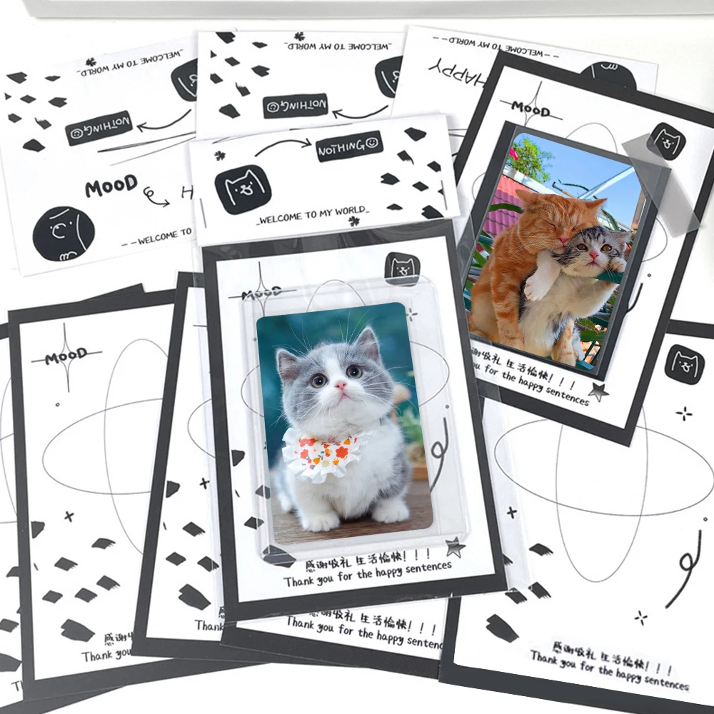 10pcs Letter Card Header Separate Packaging Bag Card Display Sealing Sticker Packaging Set Photo Protector Simple INS