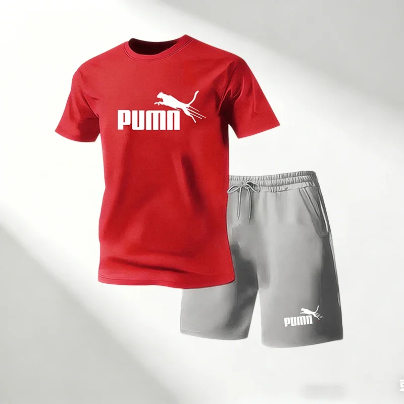 Heißer Verkauf 2026 Herren T-Shirt-Sets O-Ausschnitt Kurzarm + Sportshorts Schnelltrocknend Lässige Streetwear für Zuhause und Outdoor Laufen 2-teilig