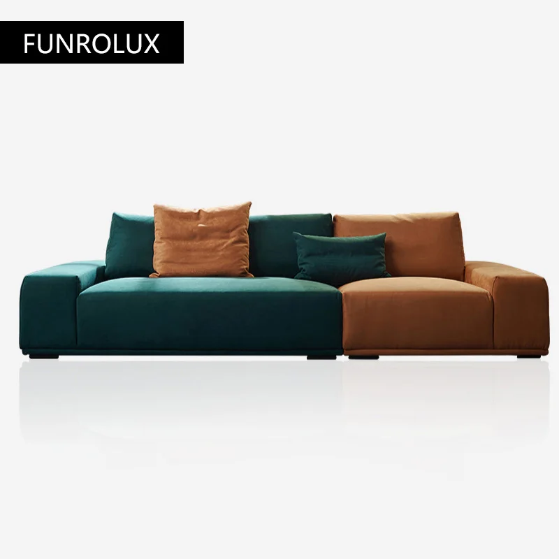 Modern Minimalist fabric sofa large flat layer contrast color large apartment four-seat Villa Sofa