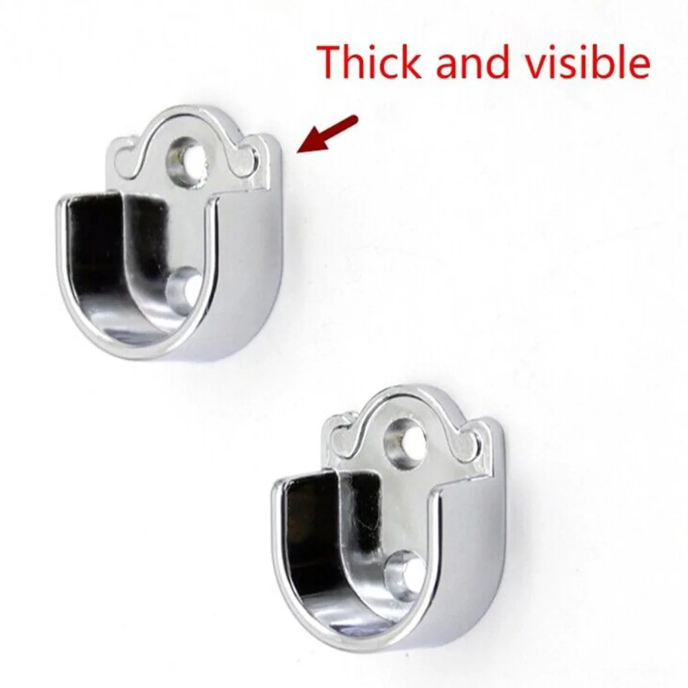 2PCS Wardrobe Bracket Heavy Duty Stainless Steel Rod Socket Flange Rod Holder Closet Rod End Support 19/22/25mm U Shaped