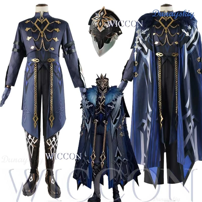 Fatui The Captain Cosplay Costume Il Capitano Wig Outfit Genshin Impact Boots Anime Mask Style Halloween Party Roleplay Suit