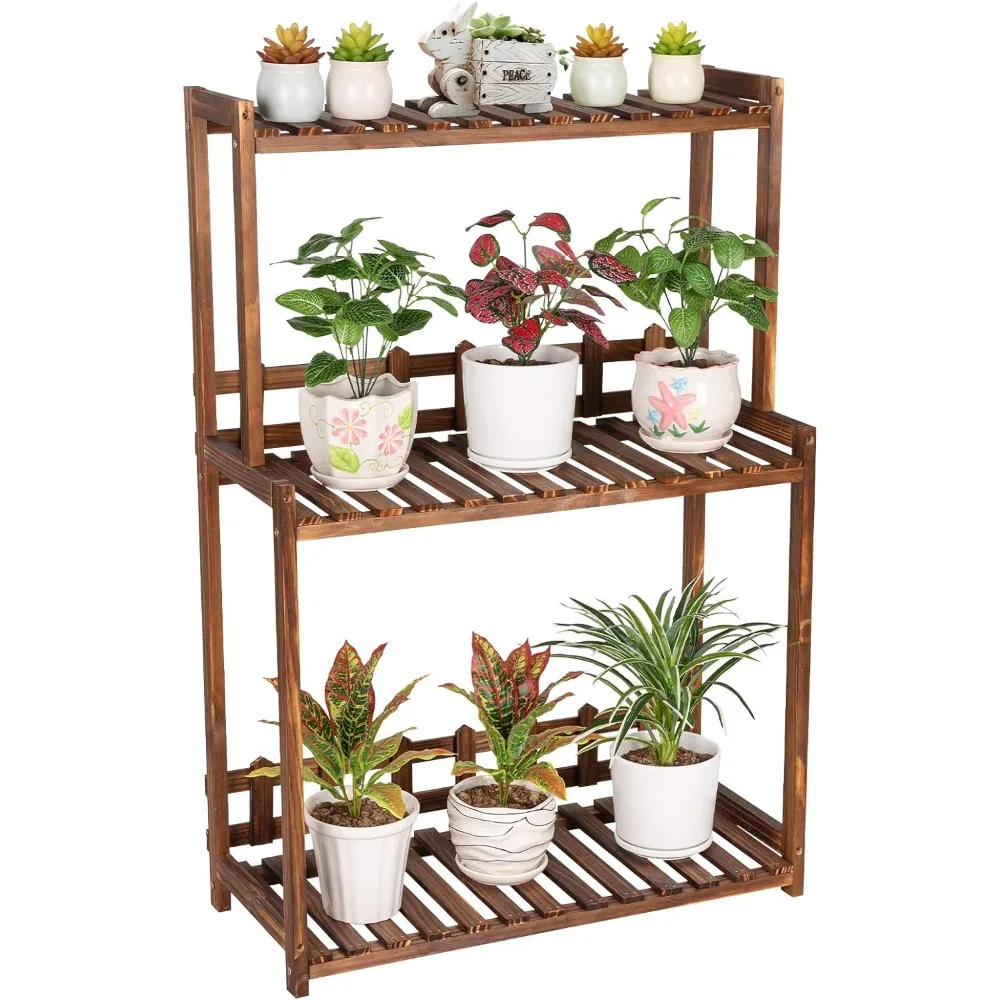 

Ufine 3 Tier Wood Plant Stand Vertical Plant Dislay Shelf Indoor Ourdoor Plant Rack, Balcony Living Room, Kitchen, Porch Organiz