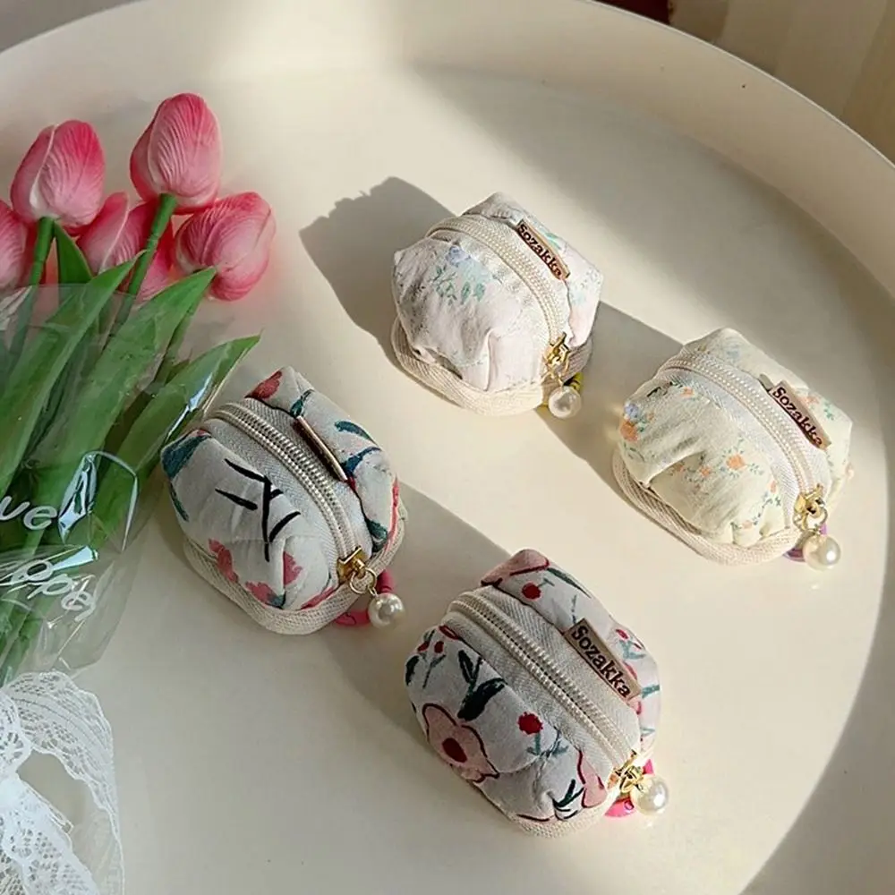 

Small Flower Mini Coin Purse Small Item Bag Cotton Bag Pendant Mini Storage Bag Key Holder Coin Bag Change Pouch Children