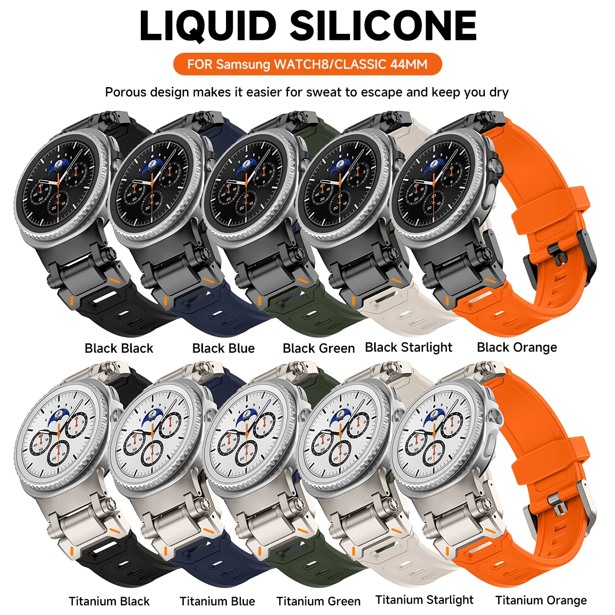 Silikonowy pasek sportowy do Samsung Galaxy Watch 8 40mm 44mm męski miękki pasek do Galaxy Watch8 Classic 46MM bez szczelin bransoletka akcesoria — zdjęcie produktu 5