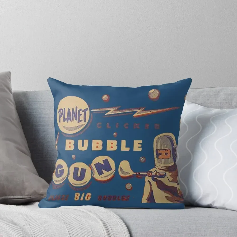 50's Retro Planet Clicker Bubble Gun Throw Pillow christmas pillow case luxury throw pillow covers