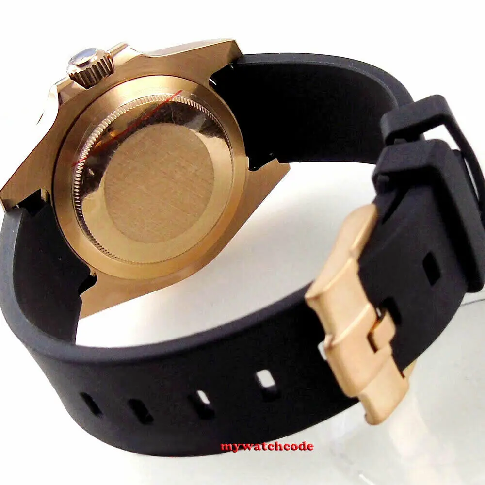 Correa de goma de 20mm para reloj de hombre SUB GMT de 40mm, negro, extremo Curvo