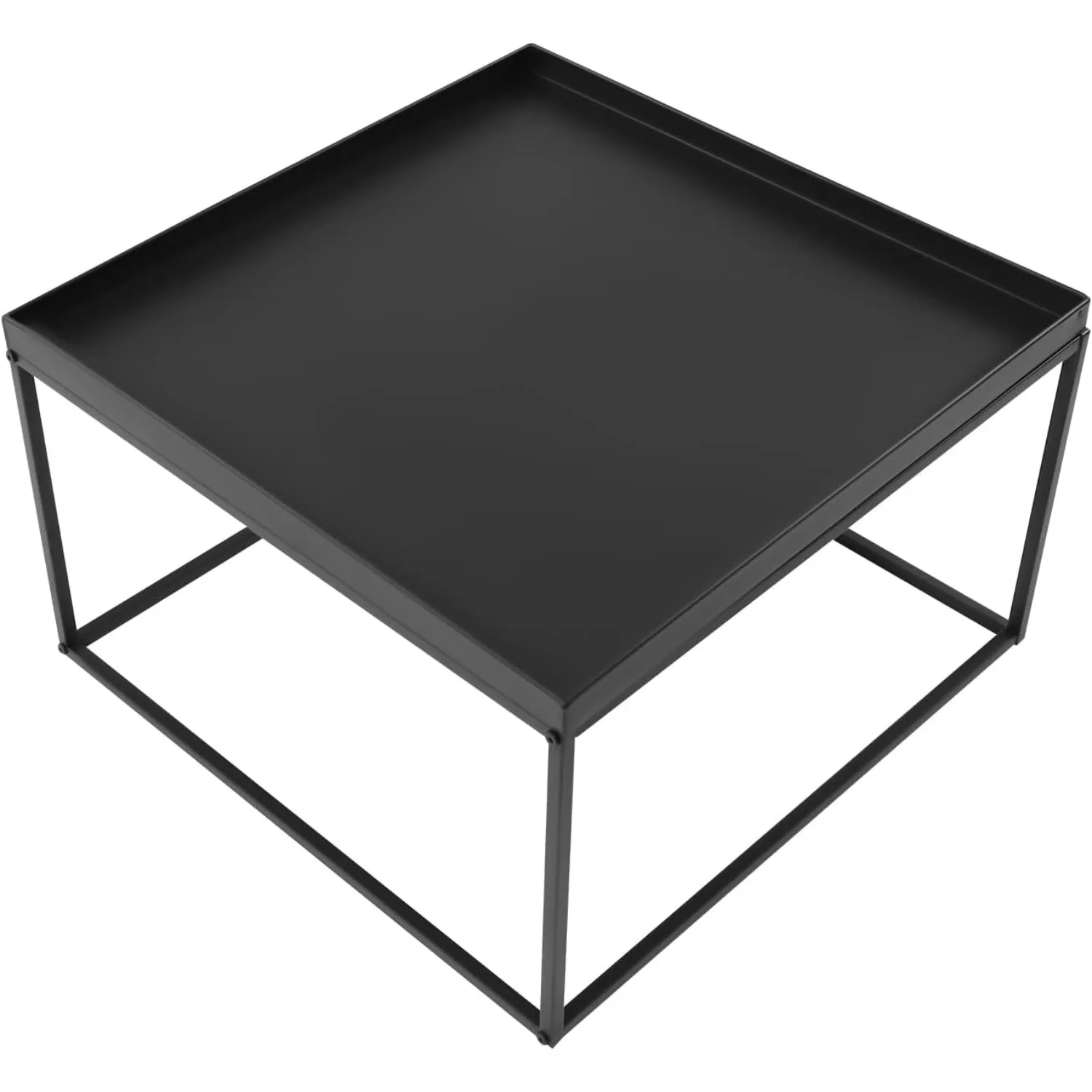 

24 inch Modern Tray Top End Table, Matte Black Metal Square Side Table Nightstand for Living Room Bedroom