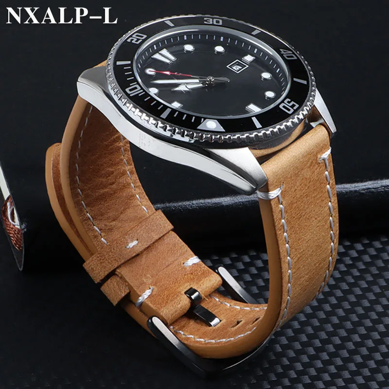 Retro Genuine Leather Watchband 18mm 19mm 20mm 21mm 22mm 24mm Universal Watch Strap Quick Release for Samsung for Huawei Watch