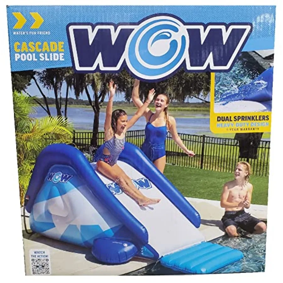 

Надувная горка для бассейна с распылителем, сине-белая, простая в установке, из прочного ПВХ-материала