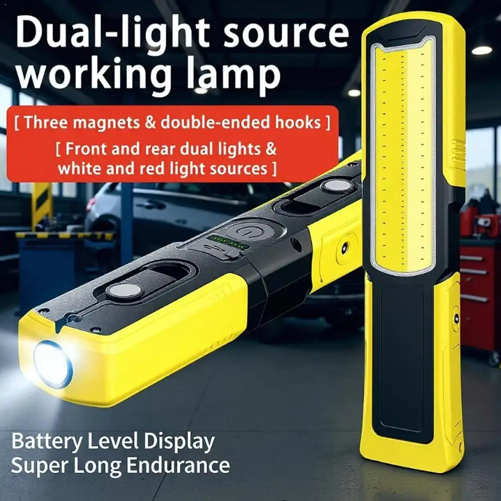 

Светодиодный рабочий фонарь COB с магнитом, суперяркий, для авторемонта, портативный, для гаража, инструмент для механика, светильник для ремонта автомобилей