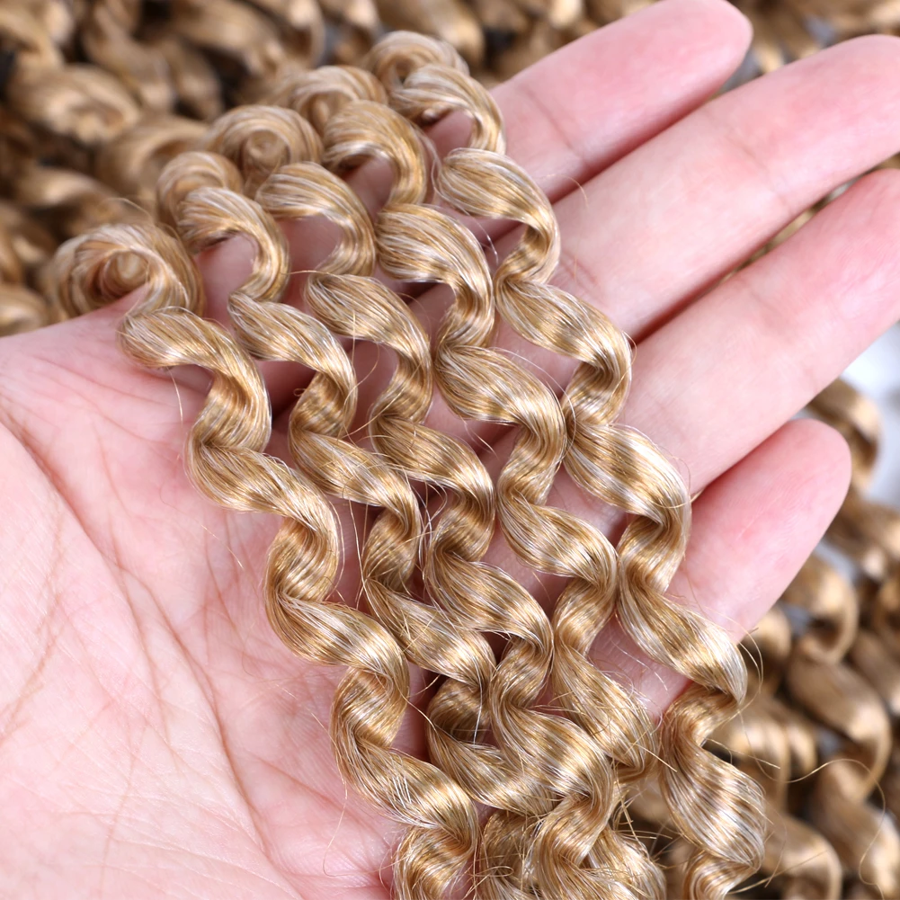 Ombre Bionda Passion Twist Capelli 18 pollici 7 confezioni Onda d'acqua Capelli all'uncinetto Lunghi capelli intrecciati ricci bohémien per Butterfly Locs