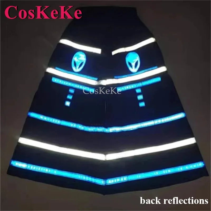 

CosKeKe Handsome Ghost Dance Pants Cosplay Costume Fashion Bell-bottoms Grim Reaper Phat Pants Reflective Trousers For Unisex