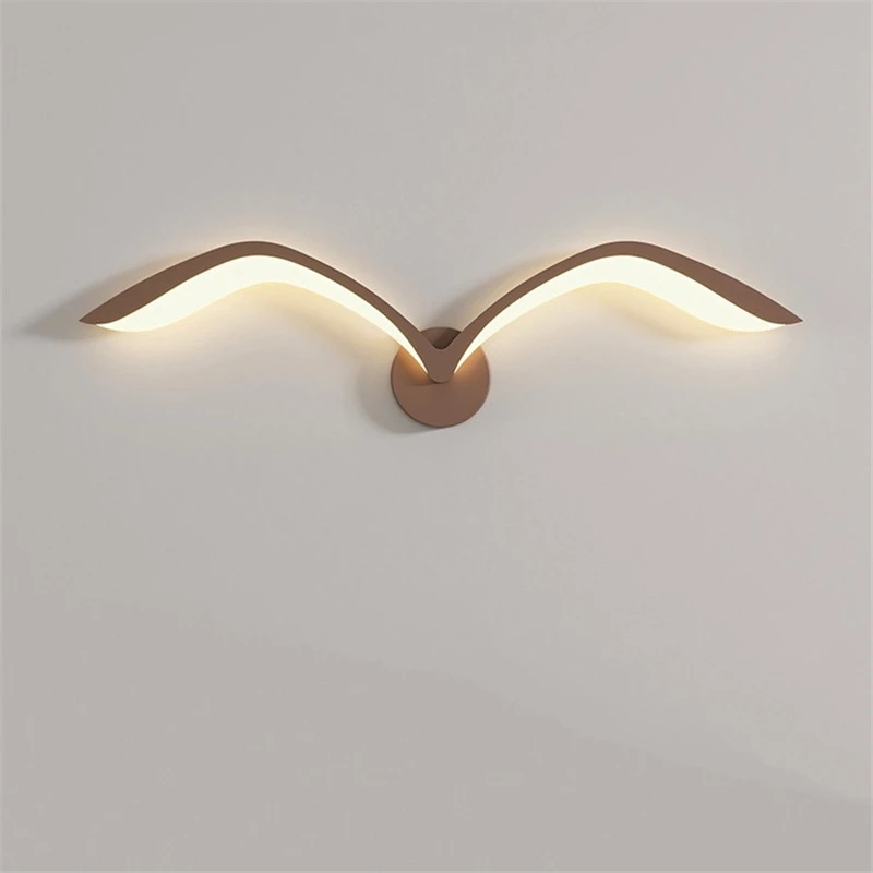 Nordic Modern Seagull Wall Lamps LED White Brown Iron Acrylic Wall Light for Living Room Indoor TV Wall Background Wall Lighting