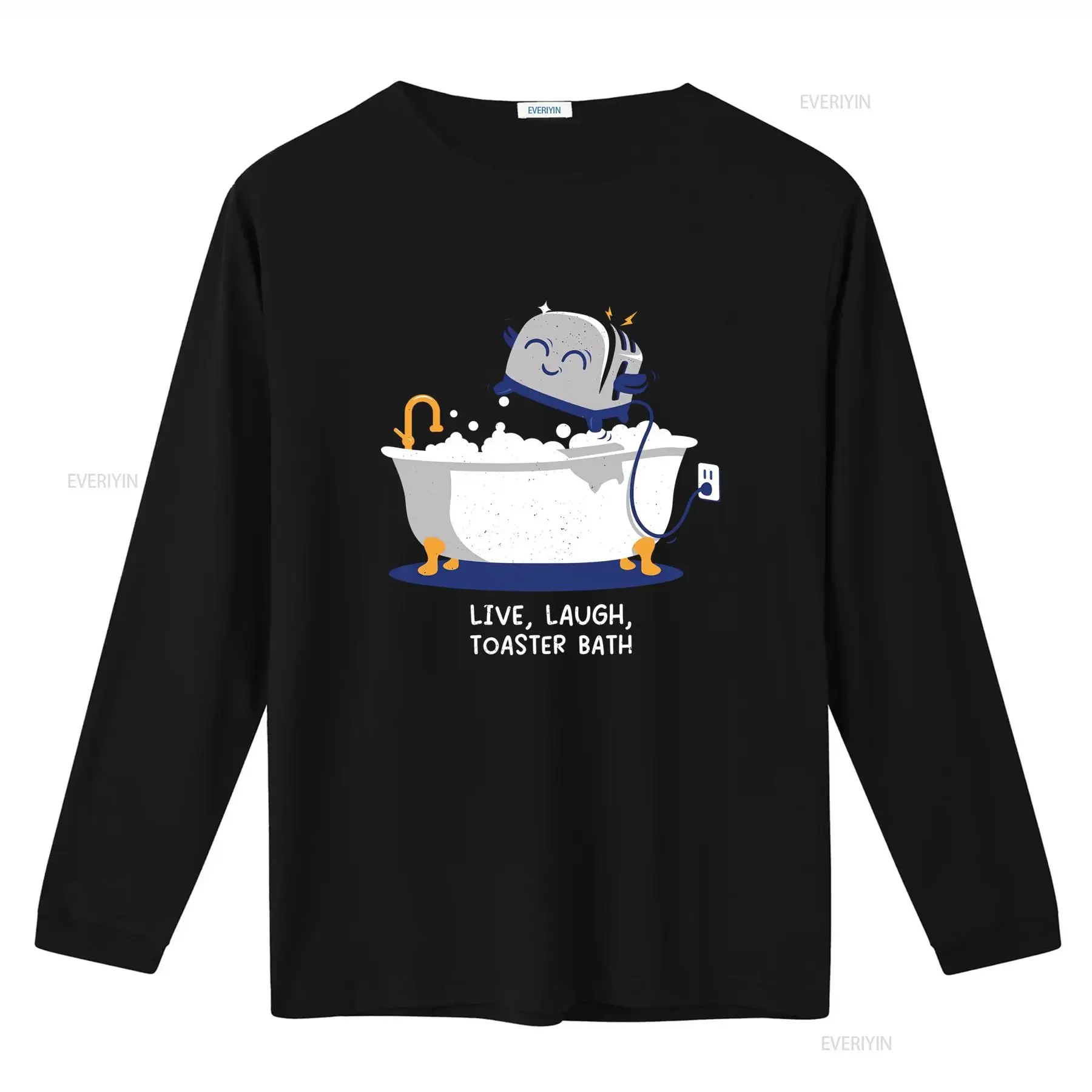 Funny Live Laugh Toaster Bath T Shirt for Casual vintage Washed Soft streetwear Stylish fashion homme Stretched Breathable