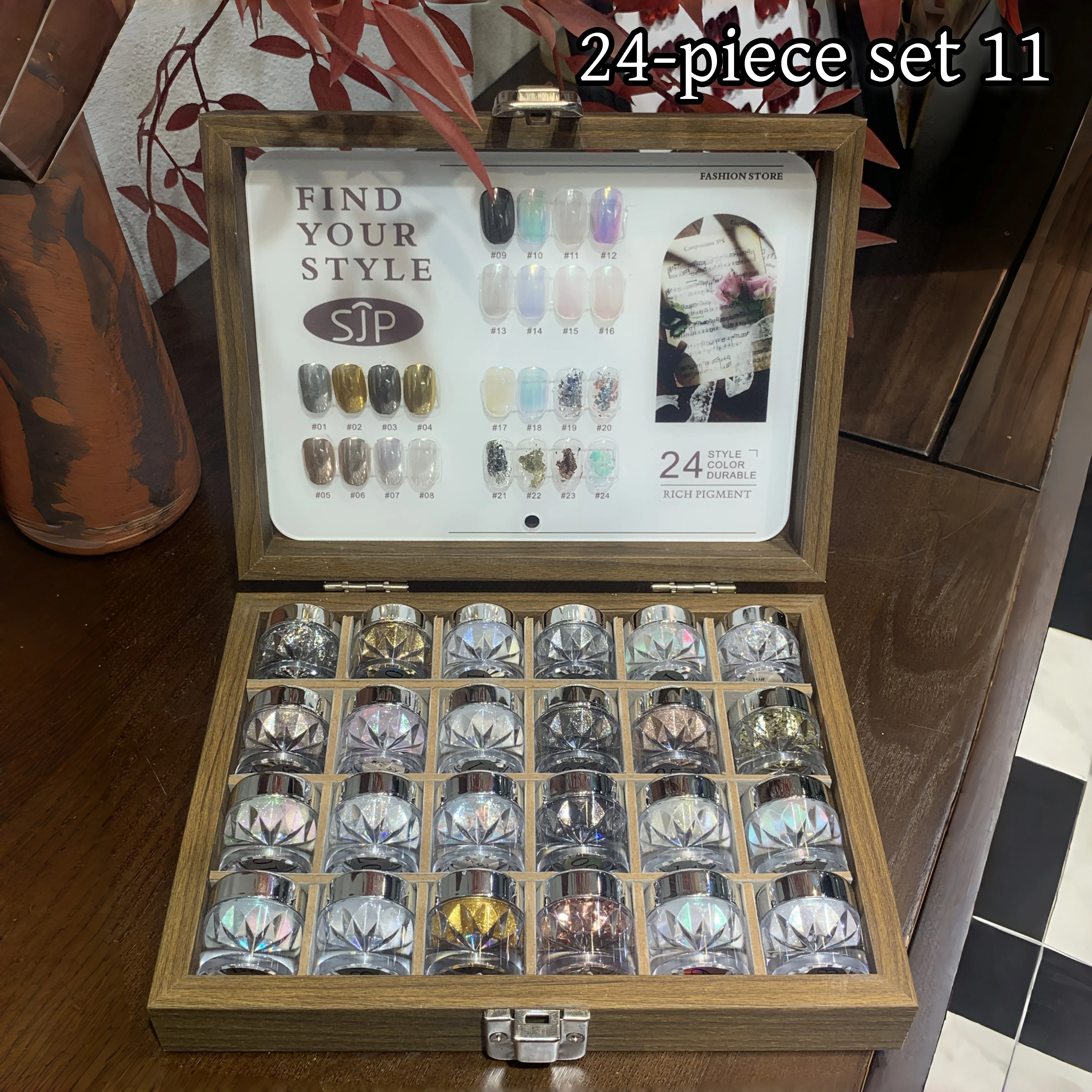High-End Nail Art Set, 24-kleuren Moonlight Mirror Powder Kit, ultrafijne glitter, Japanse stijl, perfect voor alle gelegenheden