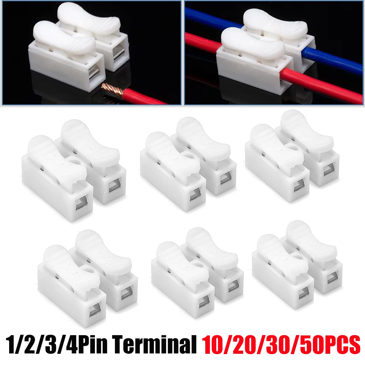 1/2/3/4 Pin Push-in Spring Loaded Electrical Cable Connector No Screw Terminals Wire Connector For Automotive Wiring Electricity