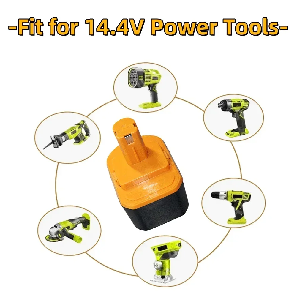 NIlaissée-Batterie de remplacement pour perceuse sans fil Ryobi, 14.4V, 4800 mAh, 6800 mAh, 9800mAh, RY6201, RY6Ath, 130224010, 130224