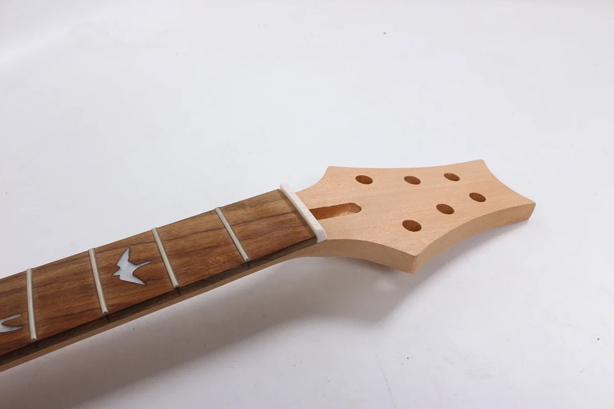 Yinfene Electric Guitar Neck Replacement Head 24 Fret 25.5 Inch Headstock Rosewood Fretboard Bird Inlay Truss Rod At Headstock