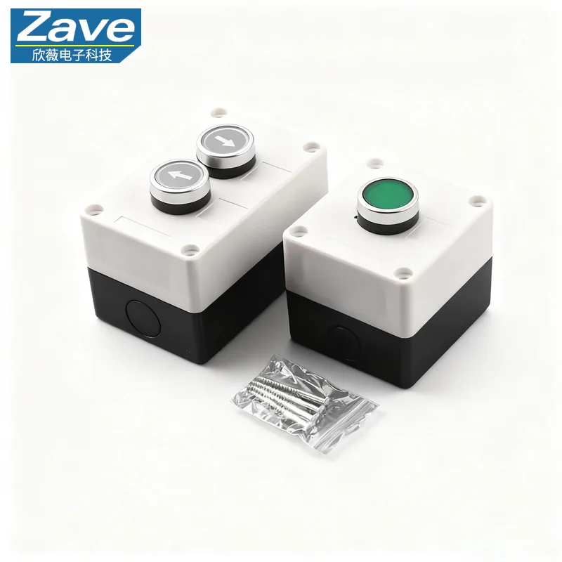 Push Button Switch Control Box - 1/2/3/4/5-Hole, Start/Stop, Elevator Emergency Stop Button Box with Indicator Light, Industrial