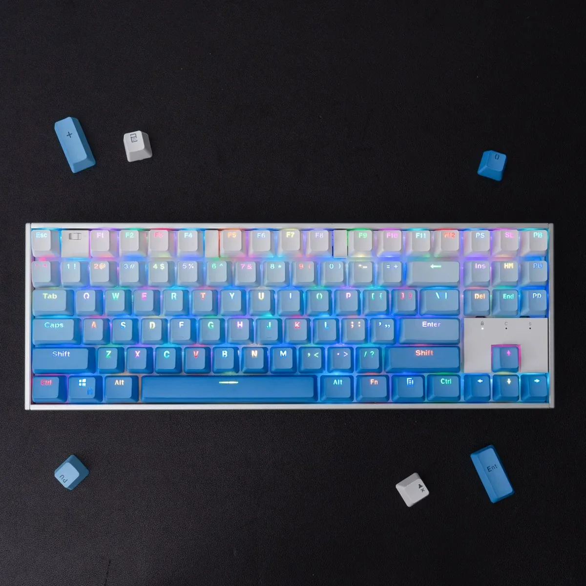 Gradation blue color Keycaps PBT Dye Subbed Translucent Key Caps Cherry Profile Keycap With 2.25U 2.75U 3U 7U Spacebar ISO Enter