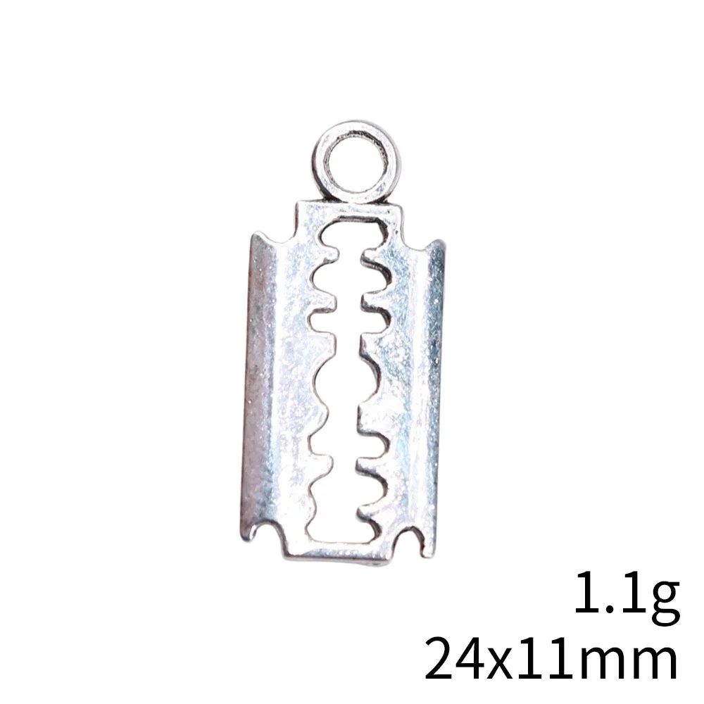 IFOCUS 20pcs/Lot Razor Blades Charms For DIY Jewelry Making Zinc Alloy 24x11mm/0.94x0.43inch