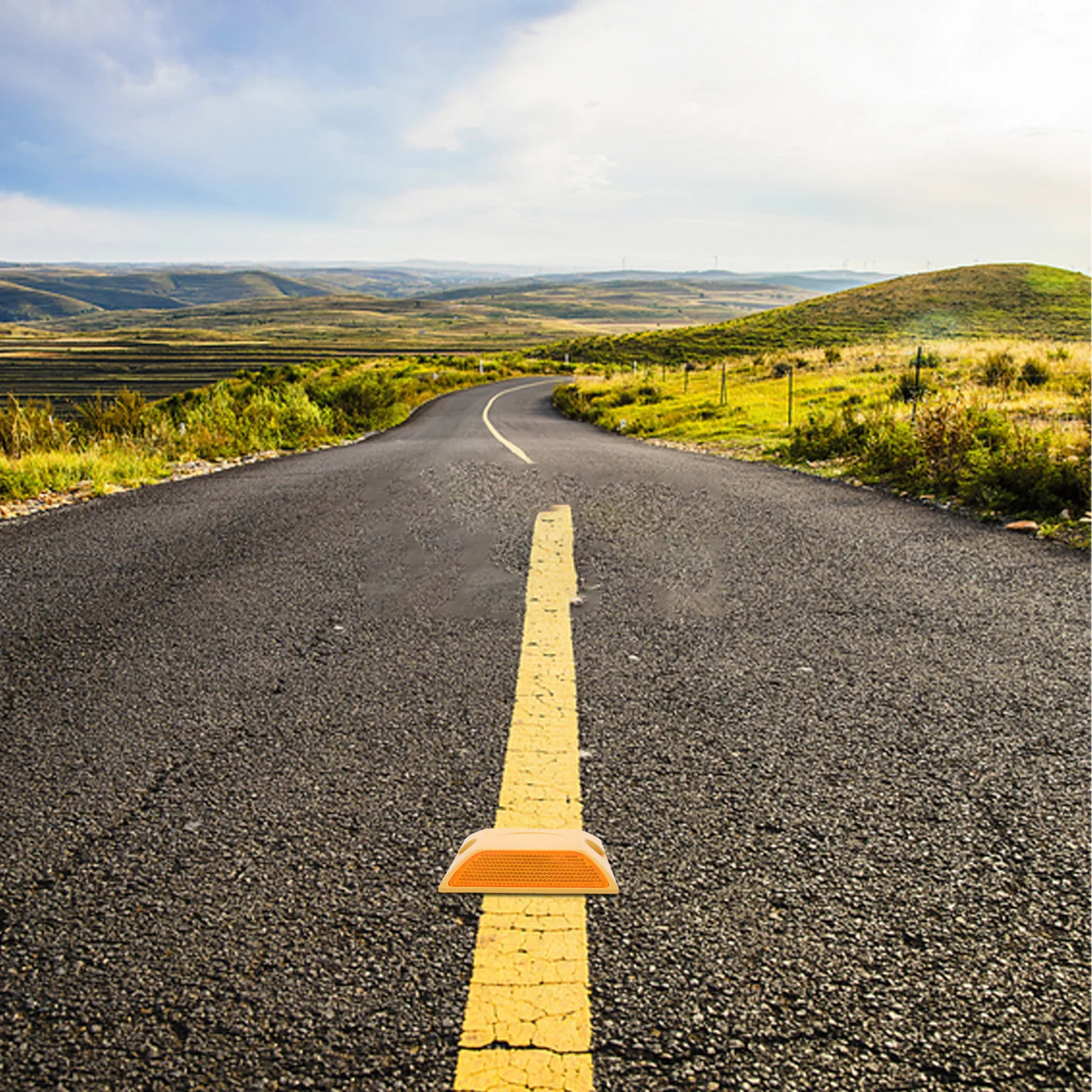 4Pcs Reflective Plastic Highway Deceleration Pads Durable Impact Resistant Bright Color Buffer Blocks for Road Safety