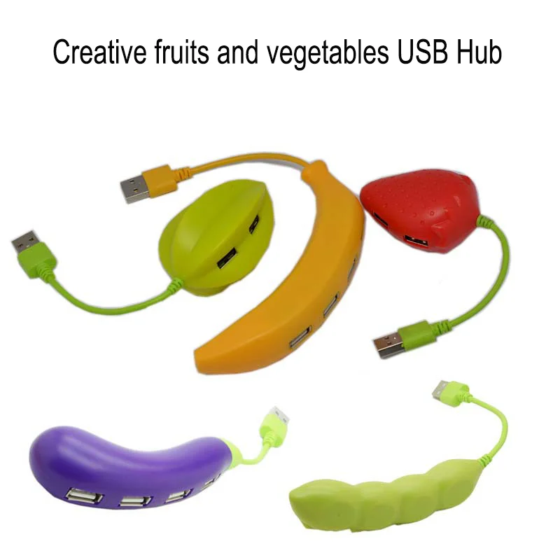 4-in-1 USB 2.0 Hub Creative Banana High Speed 4-Port Splitter Computer Accessories Multi Interface Docking Station For Laptop
