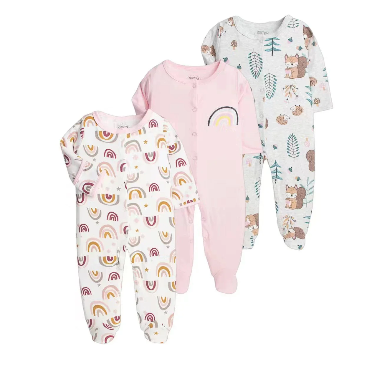 3Pcs/Lot Babies Rompers Cute Long Sleeve Jumpsuit 100% Cotton Baby Boys Girls Clothes Newborn Footed Pajamas Clothing Bodysuit