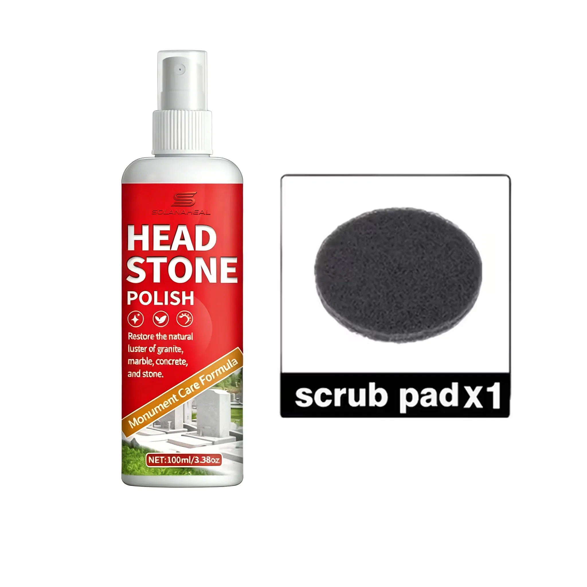 Headstone Polish Spray, Restores Natural Luster Of Granite, Marble & Stone Surfaces