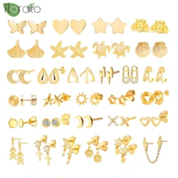 Pendientes de plata de ley 925 con forma de corazón para mujer, aretes de tuerca a la moda, pendientes de oro, joyería de lujo para boda