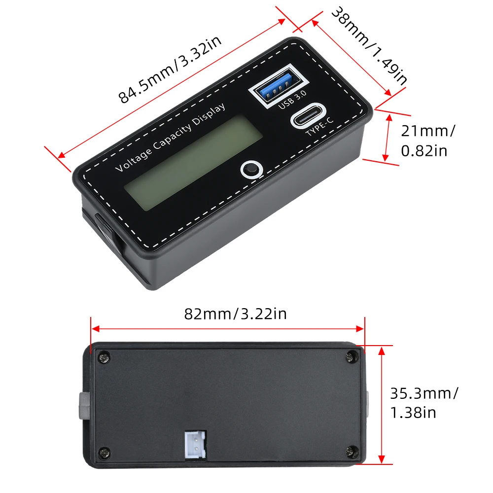 DC8-30V مؤشر قدرة البطارية LCD مقياس الكهرباء الرقمي جهاز قياس الجهد الكهربائي الرصاص الحمضية/ليثيوم الحديد/قياس الليثيوم الثلاثي