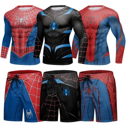 MMA Boxing Sets Compression Jerseys Men Bjj Rashguard Jiu Jitsu T-Shirt+Pant Muay Thai Shorts Kickboxing Fitness Gym Clothing