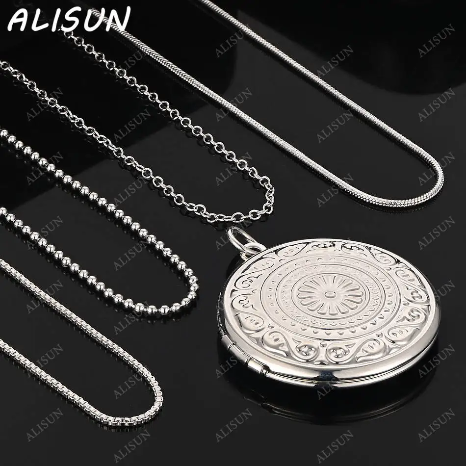 

ALISUN 40-75cm 925 Sterling Silver Retro Pattern Disc Pendant Necklace For Women Men Charm Trend Birthday Gifts Fashion Party