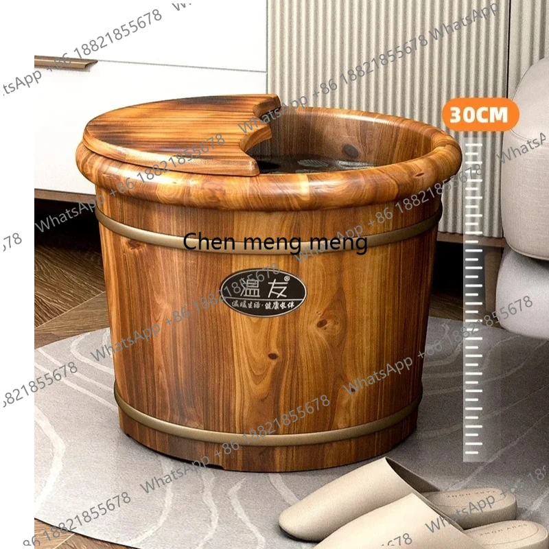 

Деревянное ведро для мытья ног, ванночка для ног из массива дерева, изолированная деревянная ванночка для ног, портативная спа-ванночка для ног