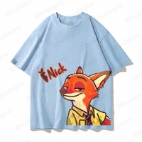 Disney 2025 New Cute Zootopia Nick Judy Cross Comic Book Patterns Cartoon 3D T-Shirt Men Women Boy Girl Summer T-shirt