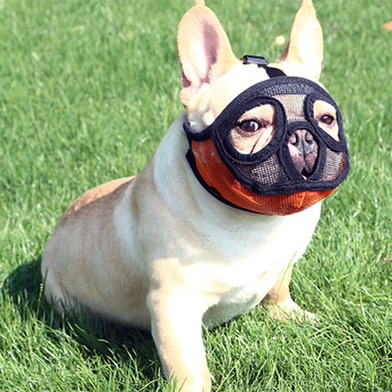 Short Mouth Pet Dog Muzzles Adjustable French Bulldog Pug Muzzle Dog Face Mask Breathable Muzzle for Anti Stop Barking Supplies